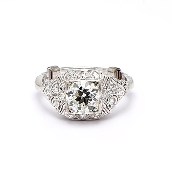 Platinum Antique European-Cut Diamond Ring, 1.45 ct tw