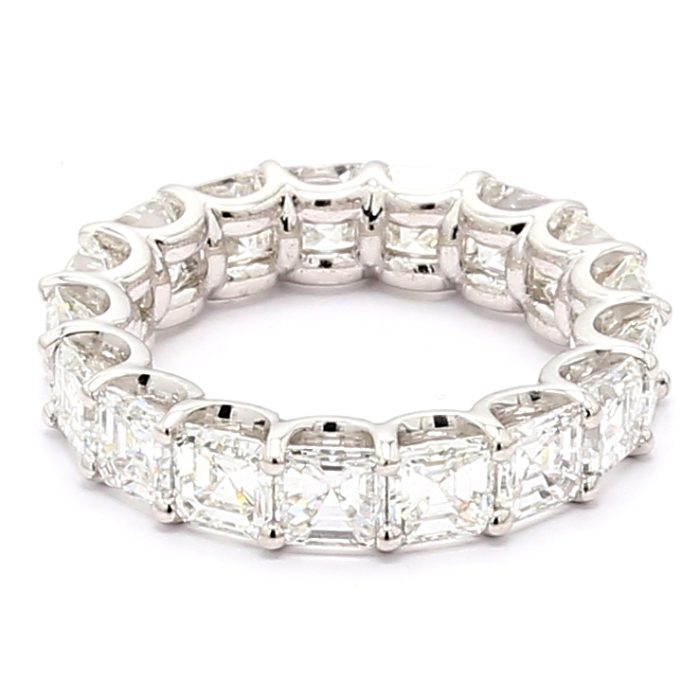 Platinum Asscher-Cut Diamond Eternity Band, 7.04 ct tw