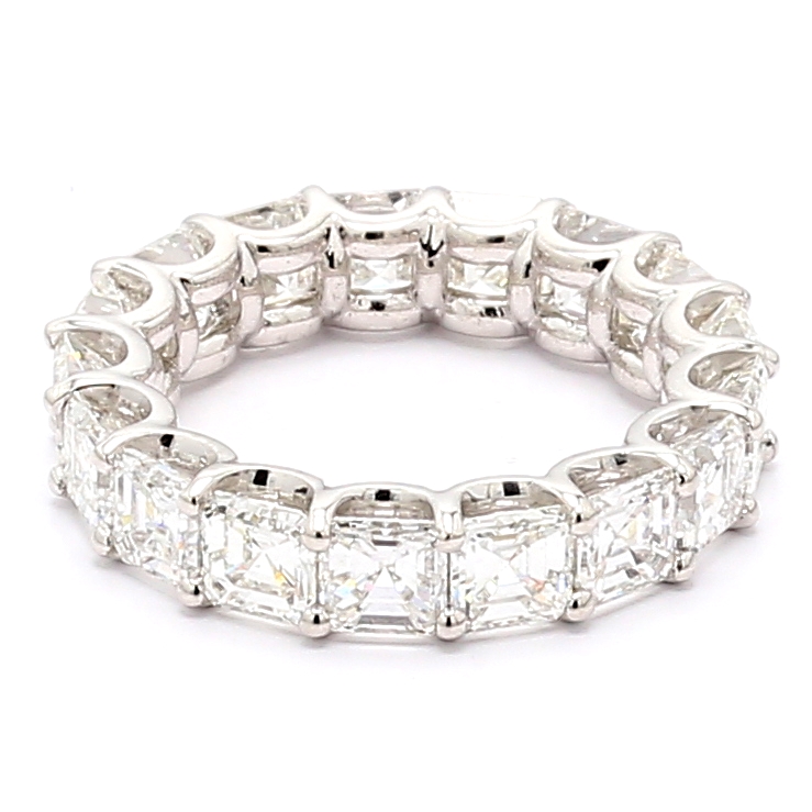 Platinum Asscher-Cut Diamond Eternity Band, 7.04 ct tw
