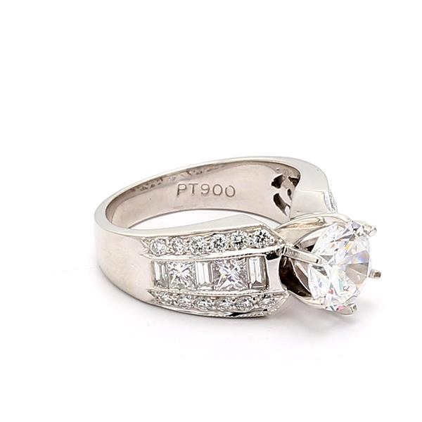 Platinum Baguette, Princess and Round Diamond Semi-Mount, 1.40 ct tw – view 2