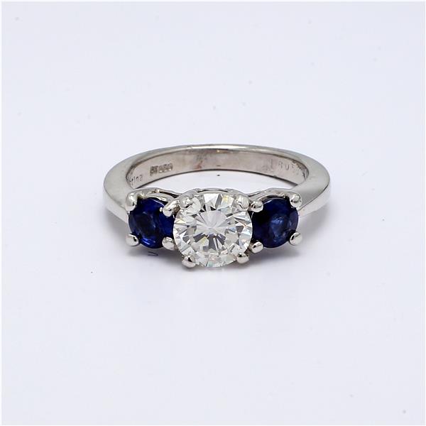 Platinum Blue Sapphire Three-Stone Semi-Mount