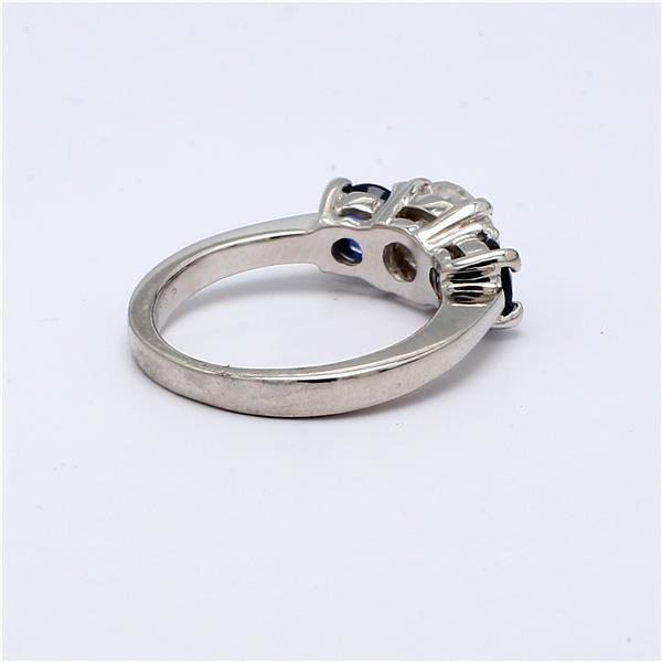 Platinum Blue Sapphire Three-Stone Semi-Mount – view 2