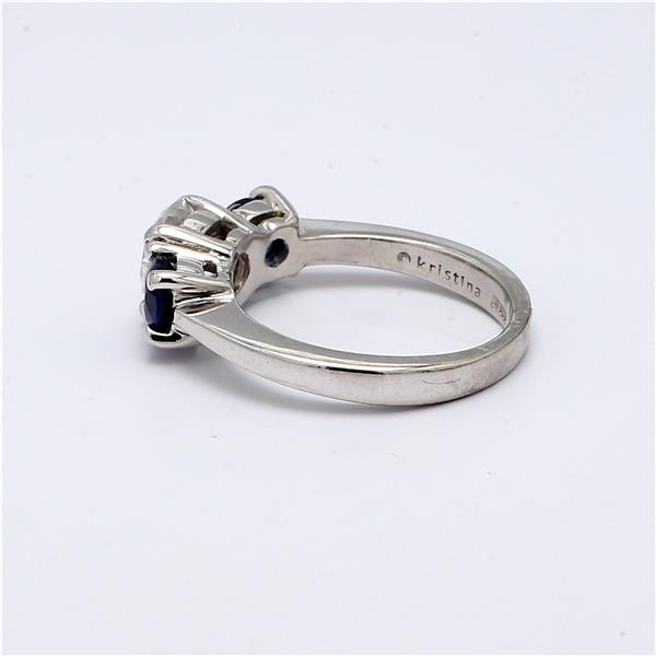 Platinum Blue Sapphire Three-Stone Semi-Mount – view 3