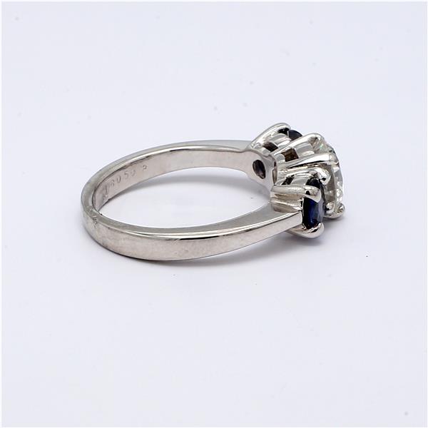 Platinum Blue Sapphire Three-Stone Semi-Mount – view 4