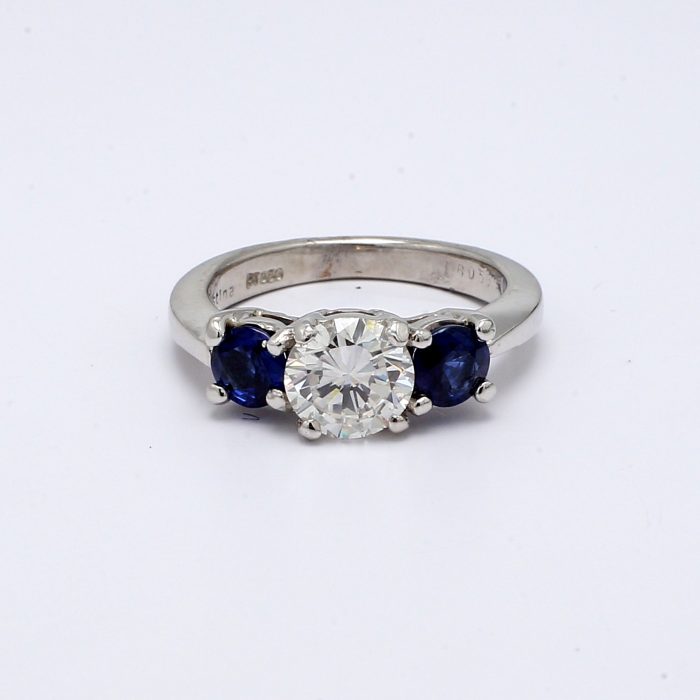 Platinum Blue Sapphire Three-Stone Semi-Mount