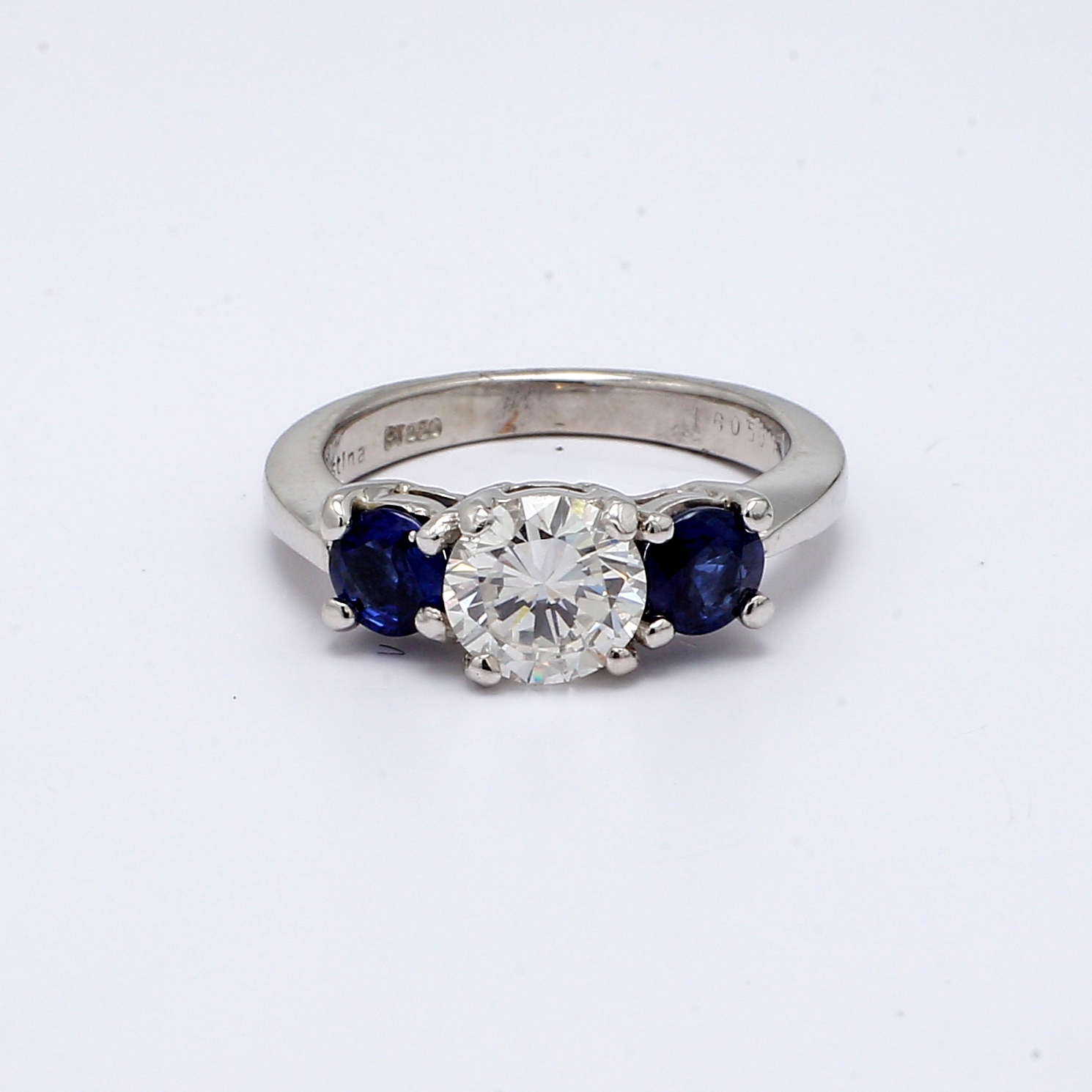 Platinum Blue Sapphire Three-Stone Semi-Mount