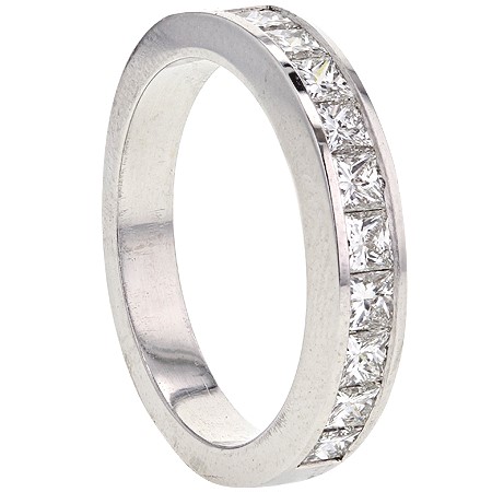 Platinum Channel-Set Princess-Cut Diamond Band, 0.89 ct tw