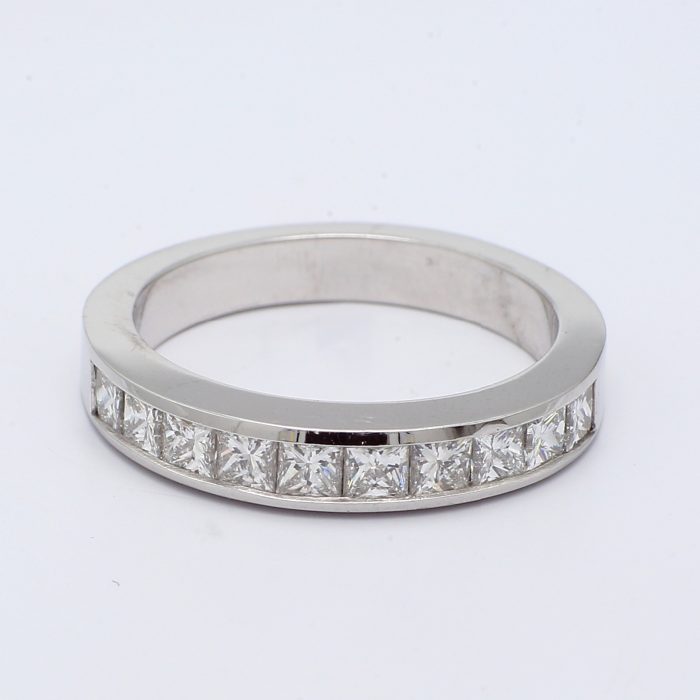Platinum Channel Set Princess Diamond Band, 0.89 ct tw
