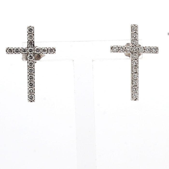 Platinum Diamond Cross Earrings, 0.25 ct tw