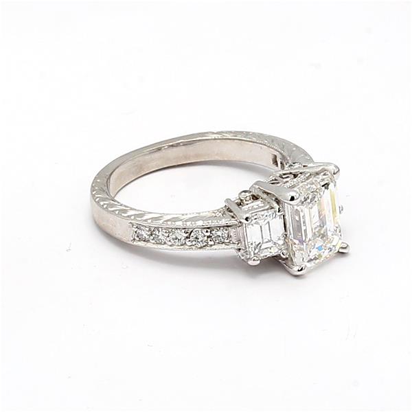 Platinum Emerald-Cut and Round Diamond Semi-Mount, 0.98 ct tw – view 2