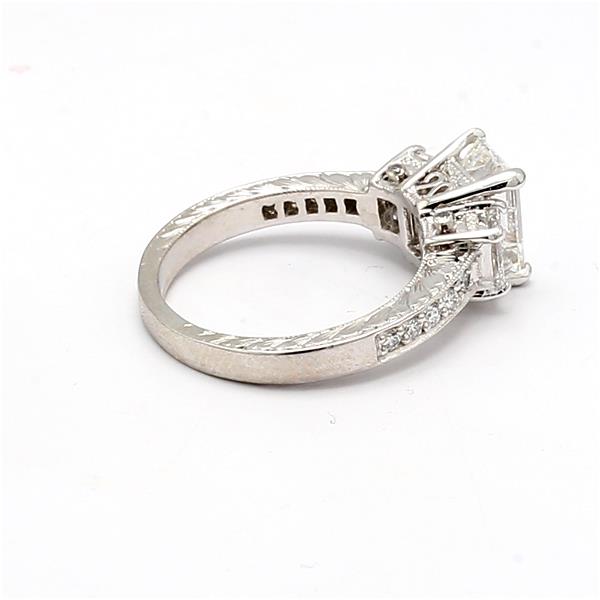 Platinum Emerald-Cut and Round Diamond Semi-Mount, 0.98 ct tw – view 3