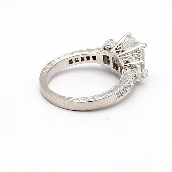 Platinum Emerald-Cut and Round Diamond Semi-Mount, 0.98 ct tw – view 4