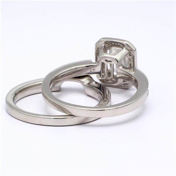 Platinum Emerald-Cut Diamond Halo Wedding Set, 1.46 ct tw – view 3