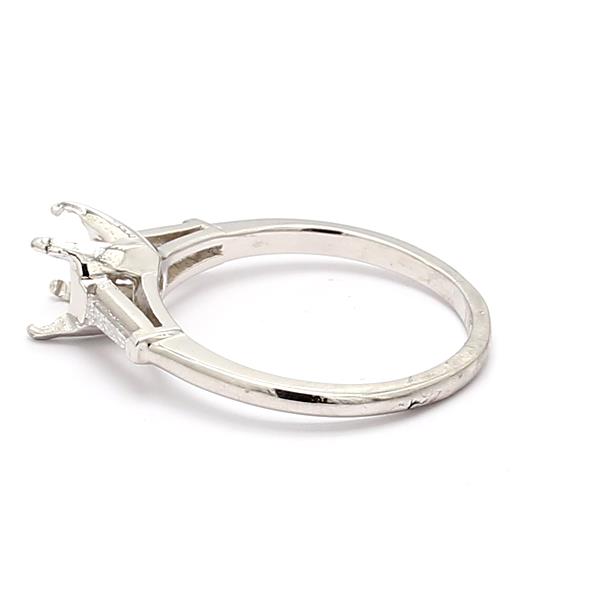 Platinum Four-Prong Cathedral Semi-Mount with Tapered Baguettes – view 4
