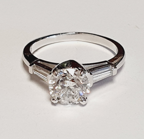 Platinum Four-Prong Cathedral Semi-Mount with Tapered Baguettes