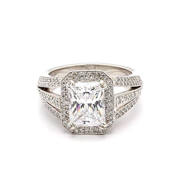 Platinum Halo Diamond Semi-Mount, 0.72 ct tw