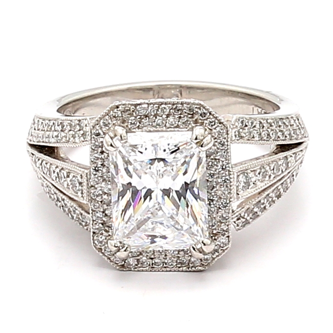 Platinum Halo Diamond Semi-Mount, 0.72 ct tw