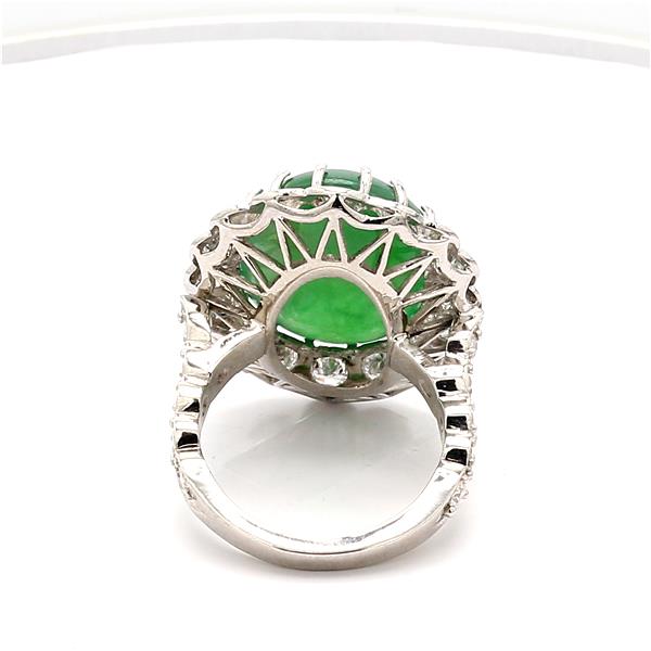 Platinum Jadeite Jade and Diamond Ring, 2.16 ct tw