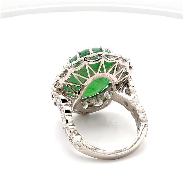 Platinum Jadeite Jade and Diamond Ring, 2.16 ct tw
