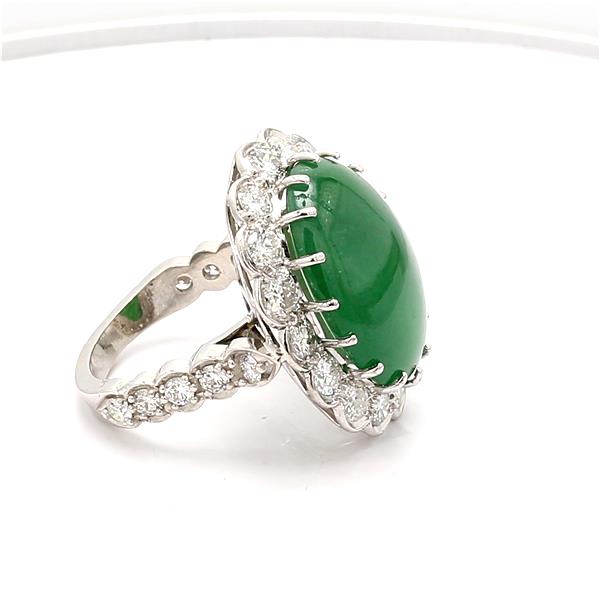 Platinum Jadeite Jade and Diamond Ring, 2.16 ct tw