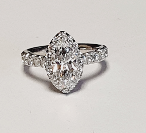 Platinum Lab-Grown Marquise Diamond Halo Ring, 2.16 ct tw
