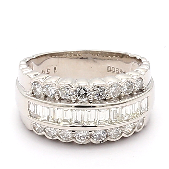 Platinum Mixed-Shape Half-Way Diamond Band, 1.50 ct tw