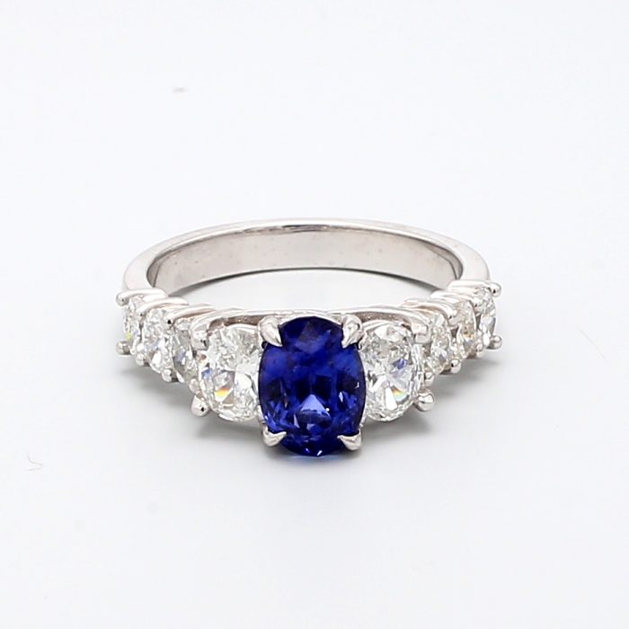 Platinum Oval Sapphire and Oval Diamond Ring, 1.40 ct tw