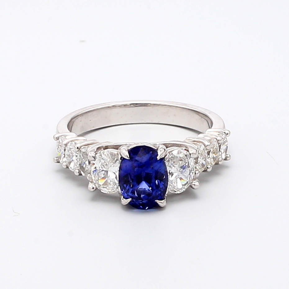 Platinum Oval Sapphire and Oval Diamond Ring, 1.40 ct tw