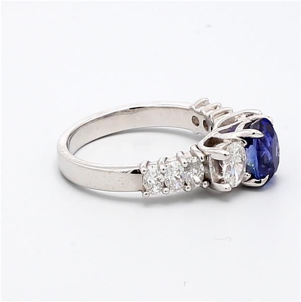 Platinum Oval Sapphire and Oval Diamond Ring, 1.40 ct tw