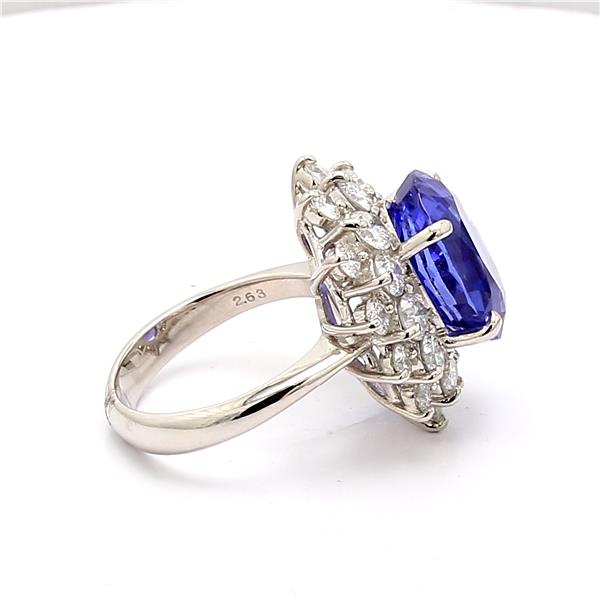 Platinum Oval Tanzanite and Diamond Halo Ring, 2.63 ct tw