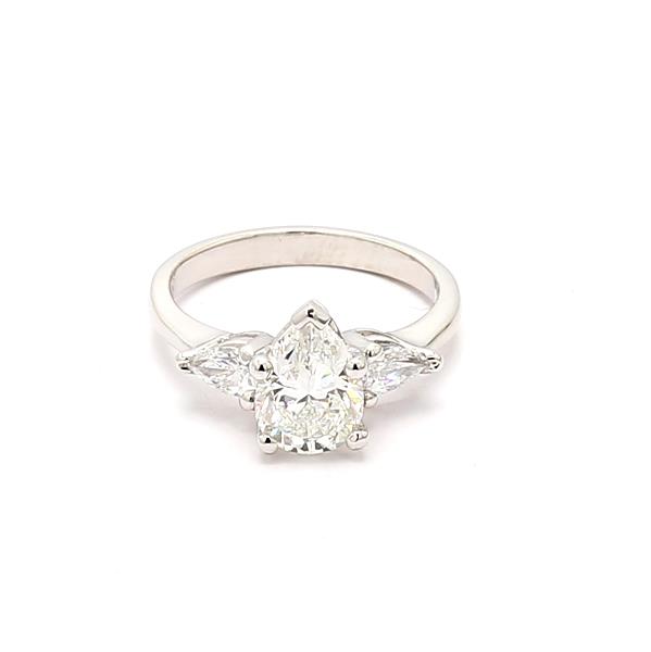 Platinum Pear-Shaped Diamond Three-Stone Semi-Mount, 0.40 ct tw
