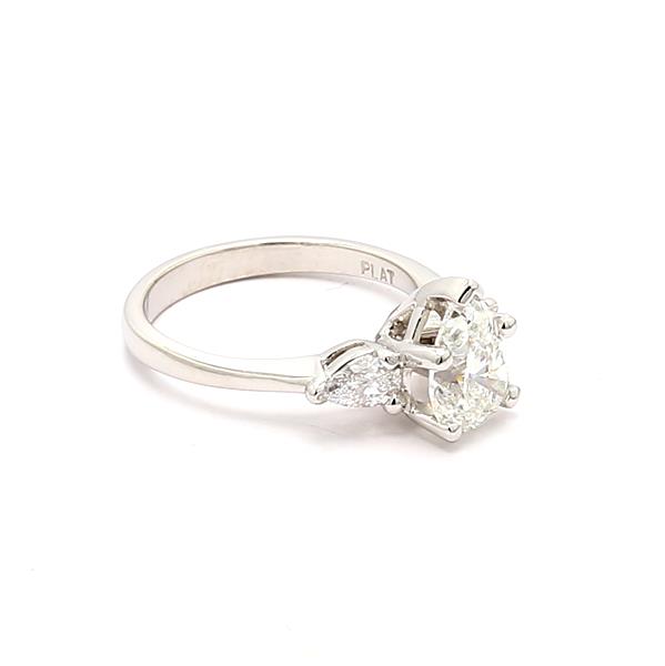 Platinum Pear-Shaped Diamond Three-Stone Semi-Mount, 0.40 ct tw – view 2