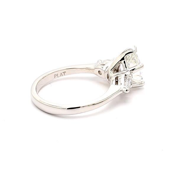 Platinum Pear-Shaped Diamond Three-Stone Semi-Mount, 0.40 ct tw – view 3