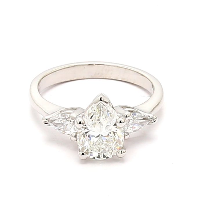 Platinum Pear-Shaped Diamond Three-Stone Semi-Mount, 0.40 ct tw