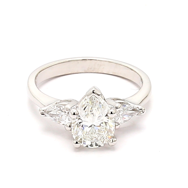 Platinum Pear-Shaped Diamond Three-Stone Semi-Mount, 0.40 ct tw