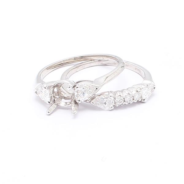 Platinum Pear-Shaped Diamond Wedding Set, 1.02 ct tw