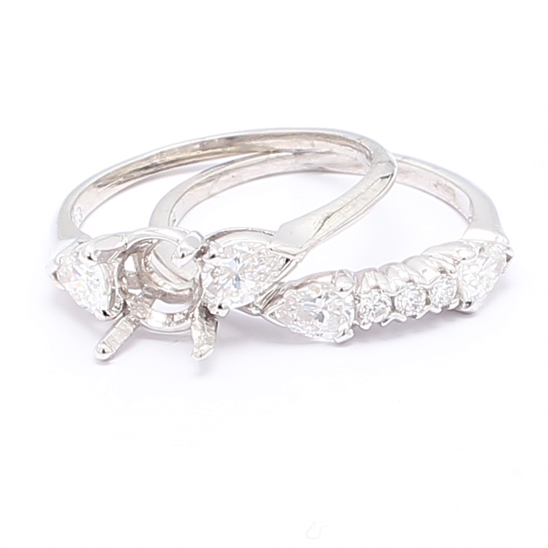 Platinum Pear-Shaped Diamond Wedding Set, 1.02 ct tw