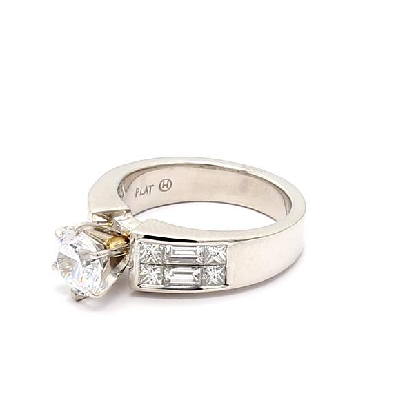 Platinum Princess and Baguette Diamond Semi-Mount, 1.11 ct tw – view 2