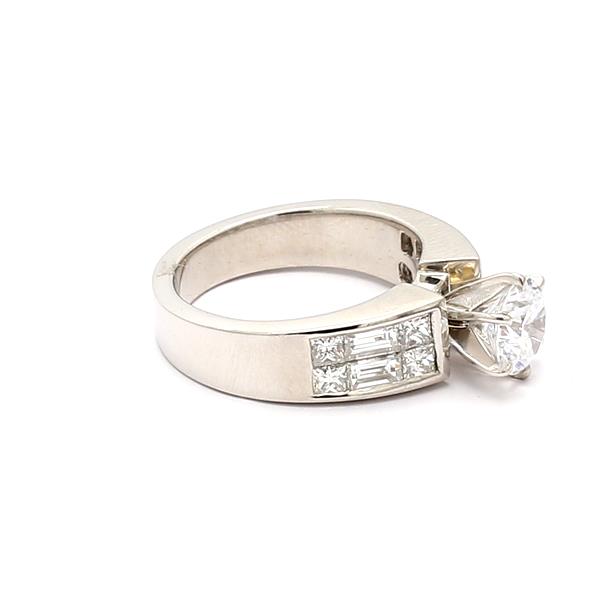 Platinum Princess and Baguette Diamond Semi-Mount, 1.11 ct tw – view 3