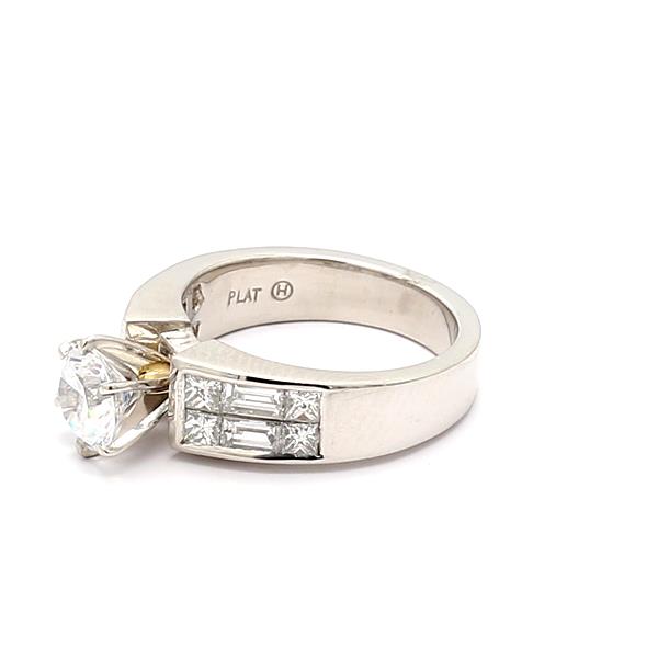 Platinum Princess and Baguette Diamond Semi-Mount, 1.11 ct tw – view 4