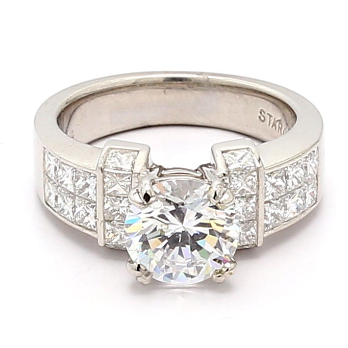 Platinum Princess-Cut Diamond Semi-Mount, 1.35 ct tw