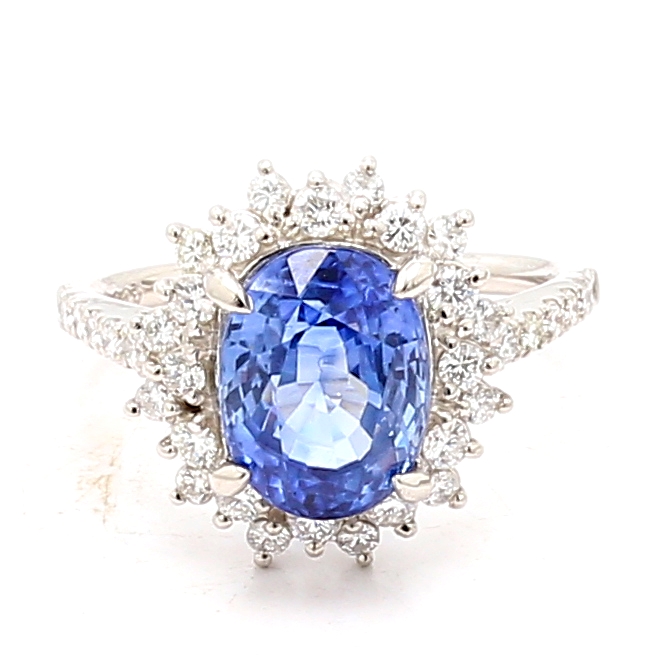 Platinum Sapphire and Diamond Ring