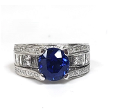 Platinum Sapphire and Diamond Ring