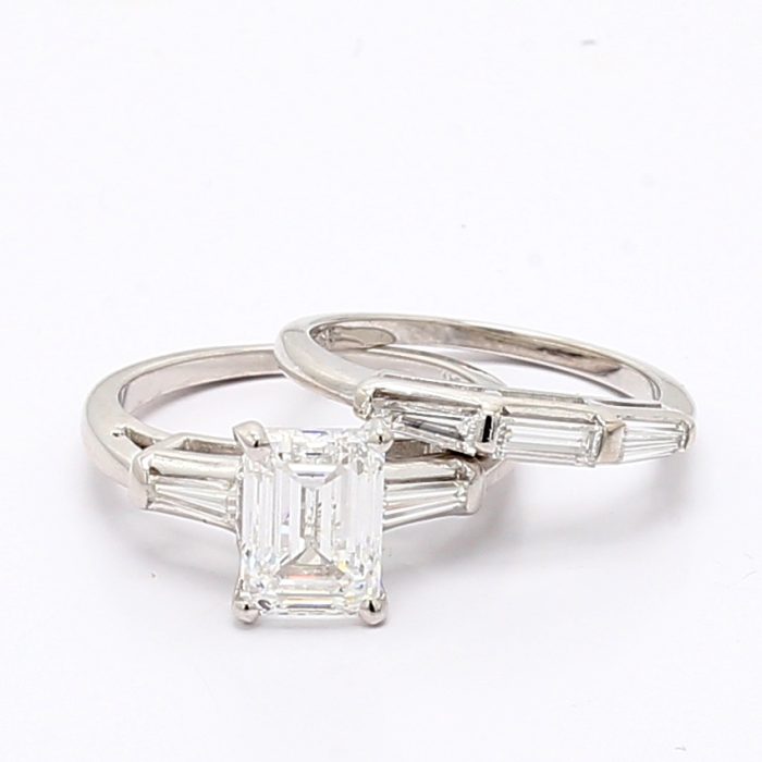 Platinum Tapered Baguette Diamond Wedding Set, 0.48 ct tw