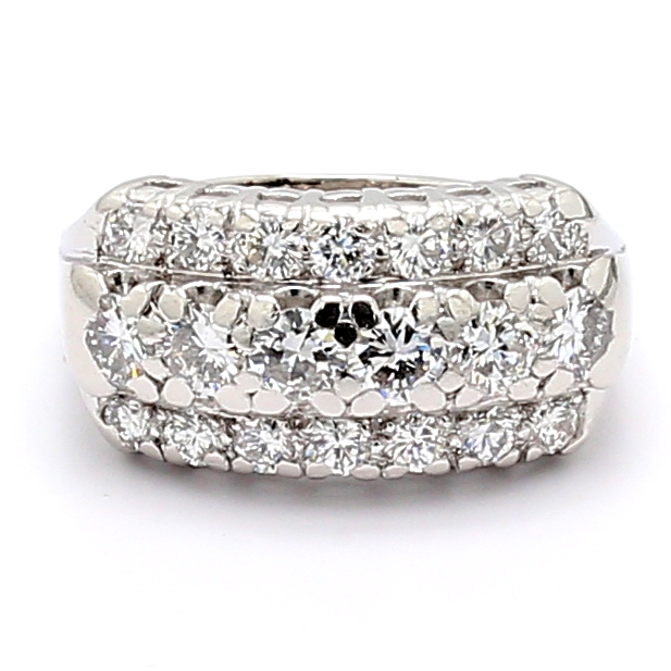 Platinum Three-Row Diamond Band, 1.54 ct tw
