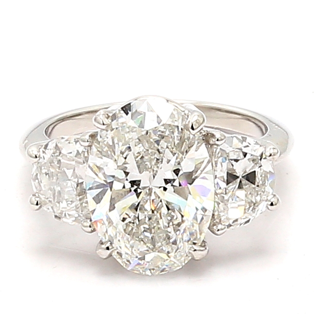 Platinum Three-Stone Half-Moon Diamond Semi-Mount, 1.53 ct tw