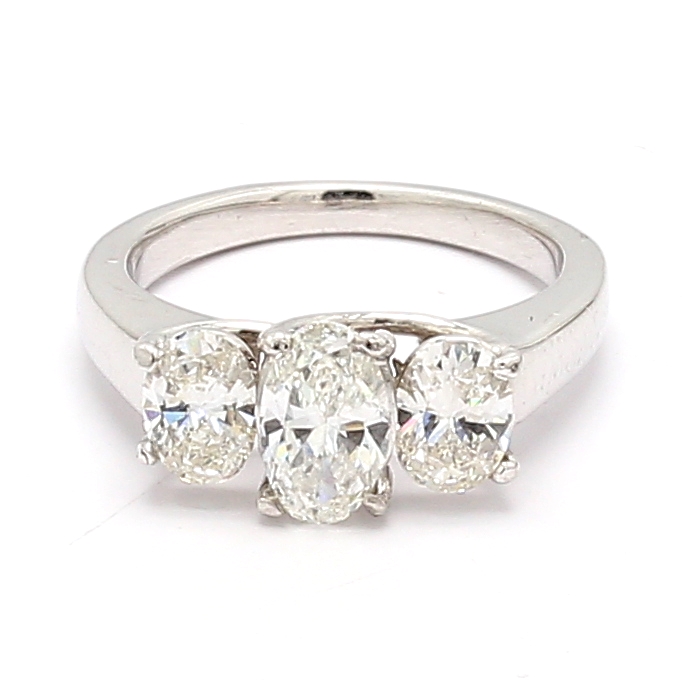 Platinum Three-Stone Oval Diamond Ring, 2.00 ct tw