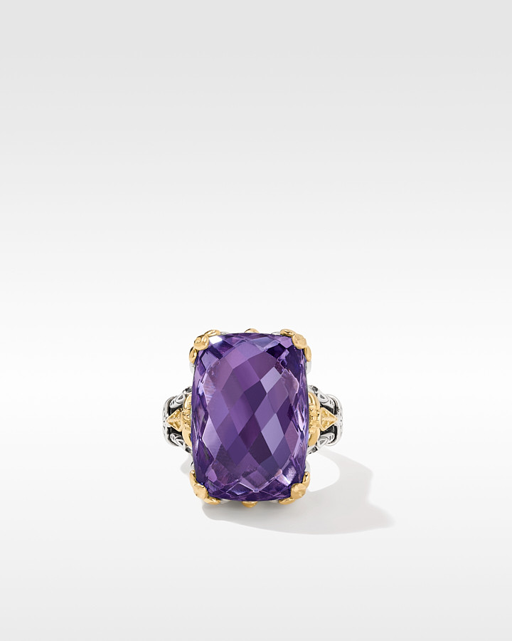 Konstantino Sterling Silver and 18k Yellow Gold Amethyst Quartz Ring