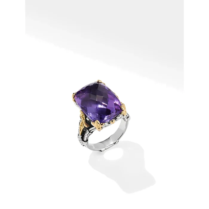 Konstantino Sterling Silver and 18k Yellow Gold Amethyst Quartz Ring