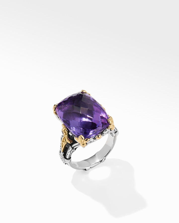Konstantino Sterling Silver and 18k Yellow Gold Amethyst Quartz Ring